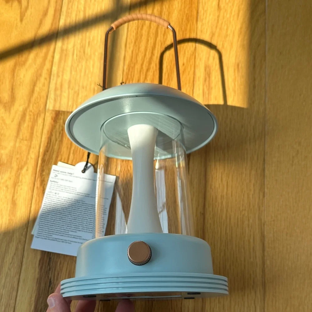 Hearth & Hand Blue Lantern with Copper Accent
